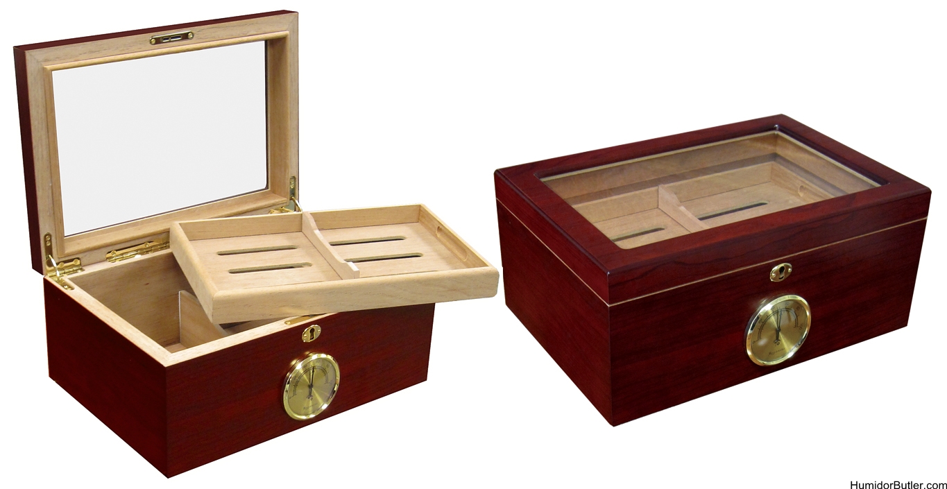 The Princeton Ebony 130 Cigar Humidor Case with Humidifier & Hygrometer 